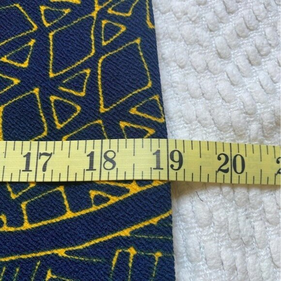 LulaRoe Cassie Blue/Yellow Geometric Print Pencil Skirt Size Large Stretchy Fabr - Picture 5 of 8